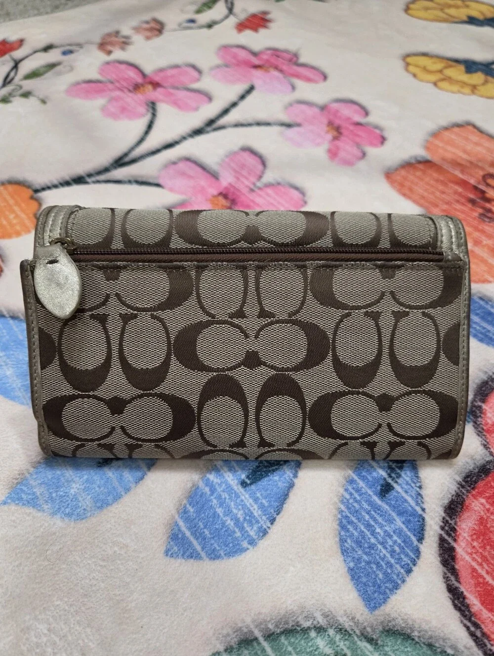 Coach Legacy Signature Jacquard Canvas Turnlock Long Wallet